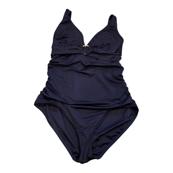 Michael Kors One Piece Swimsuit Ruched Tummy Control Blue Size 12 - Picture 1 of 7